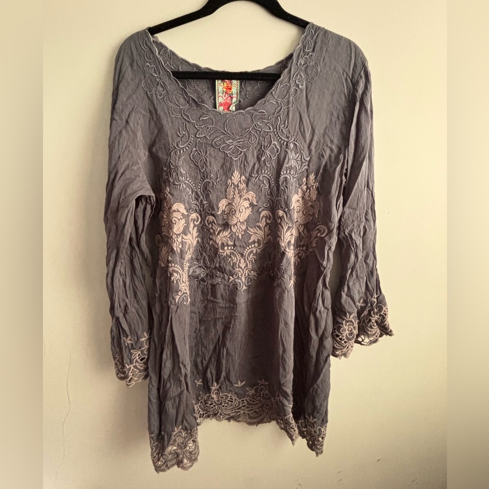 Johnny Was Boho Eyelet Crochet Tunic